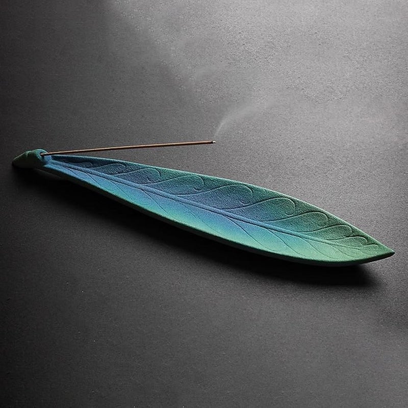 Multicolor Ceramic Leaf Holder Burner Ashtray with Lid Creative Home Decor Ornament - Image 5