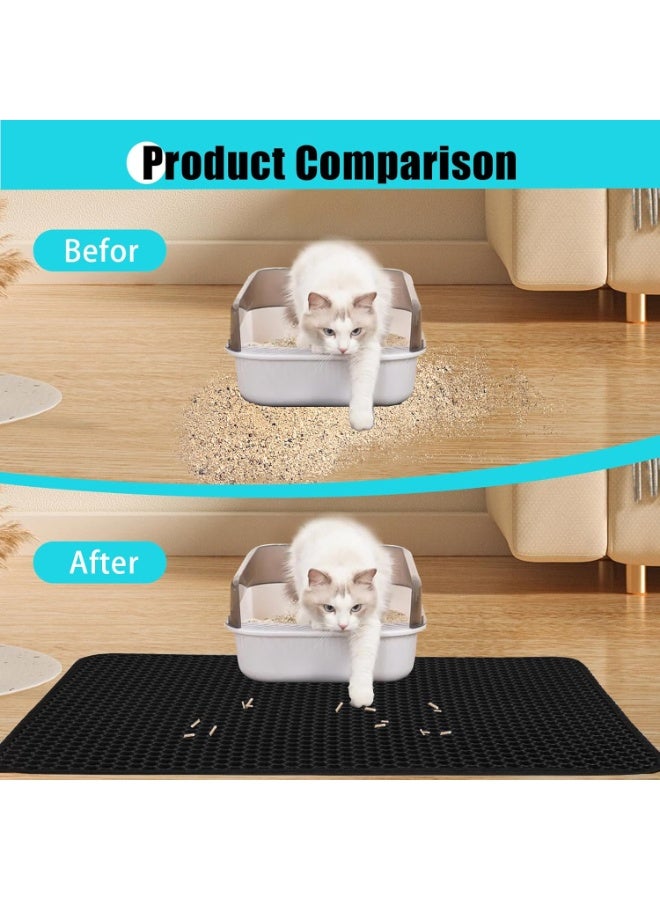 شو وو سجادة فضلات القطط الرملية المقاومة للماء بتصميم قرص العسل مزدوج الطبقات، مضادة للبول، مضادة للانزلاق، سهلة التنظيف - Image 5