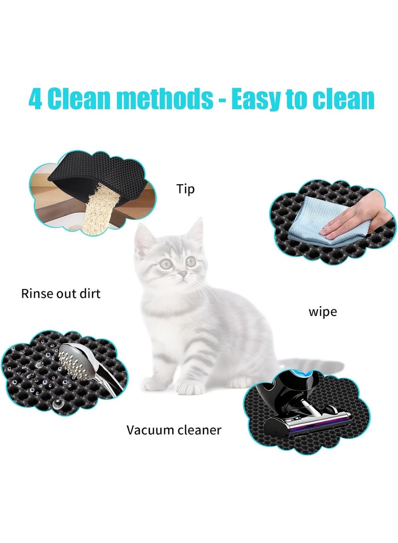 شو وو سجادة فضلات القطط الرملية المقاومة للماء بتصميم قرص العسل مزدوج الطبقات، مضادة للبول، مضادة للانزلاق، سهلة التنظيف - Image 3