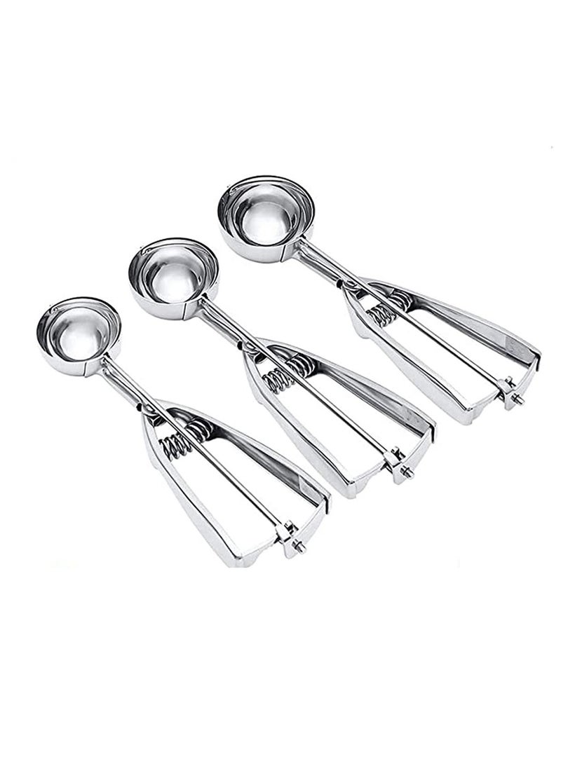 KASTWAVE - 3 Pcs Ice Cream Scoop, Stainless Steel Ice Cream Scooper with Trigger Release, Large/Medium/Small Cookie Scooper for Baking, Cookie Scoops for Baking Set of 3 with Cookie Dough Scoop - Image 1
