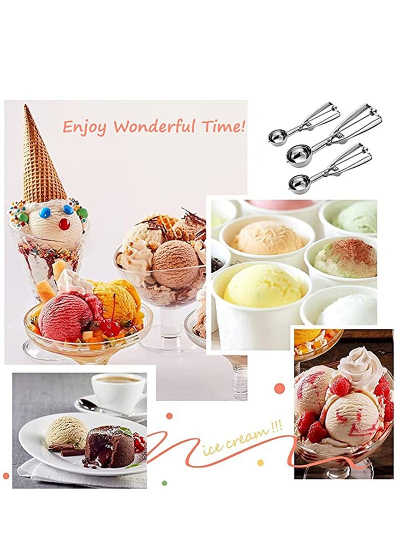 KASTWAVE - 3 Pcs Ice Cream Scoop, Stainless Steel Ice Cream Scooper with Trigger Release, Large/Medium/Small Cookie Scooper for Baking, Cookie Scoops for Baking Set of 3 with Cookie Dough Scoop - Image 1