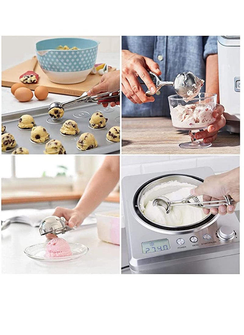 KASTWAVE - 3 Pcs Ice Cream Scoop, Stainless Steel Ice Cream Scooper with Trigger Release, Large/Medium/Small Cookie Scooper for Baking, Cookie Scoops for Baking Set of 3 with Cookie Dough Scoop - Image 1
