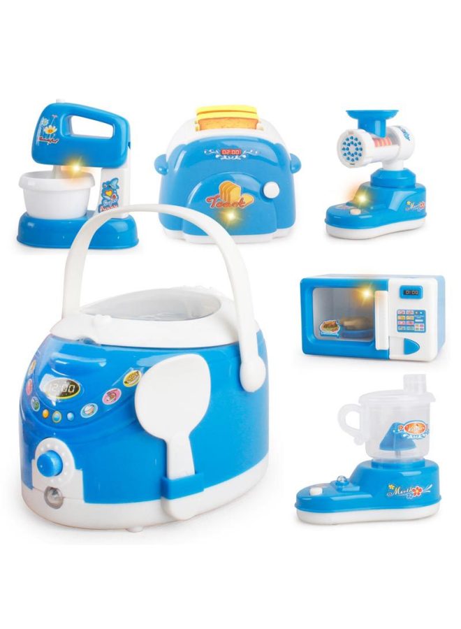 22 Children Play House Small Household Appliances Washing Machine Toy Rice Cooker Mini Kitchen Toy Refrigerator Table Lamp-Color:Blue Flashlight  - Image 4