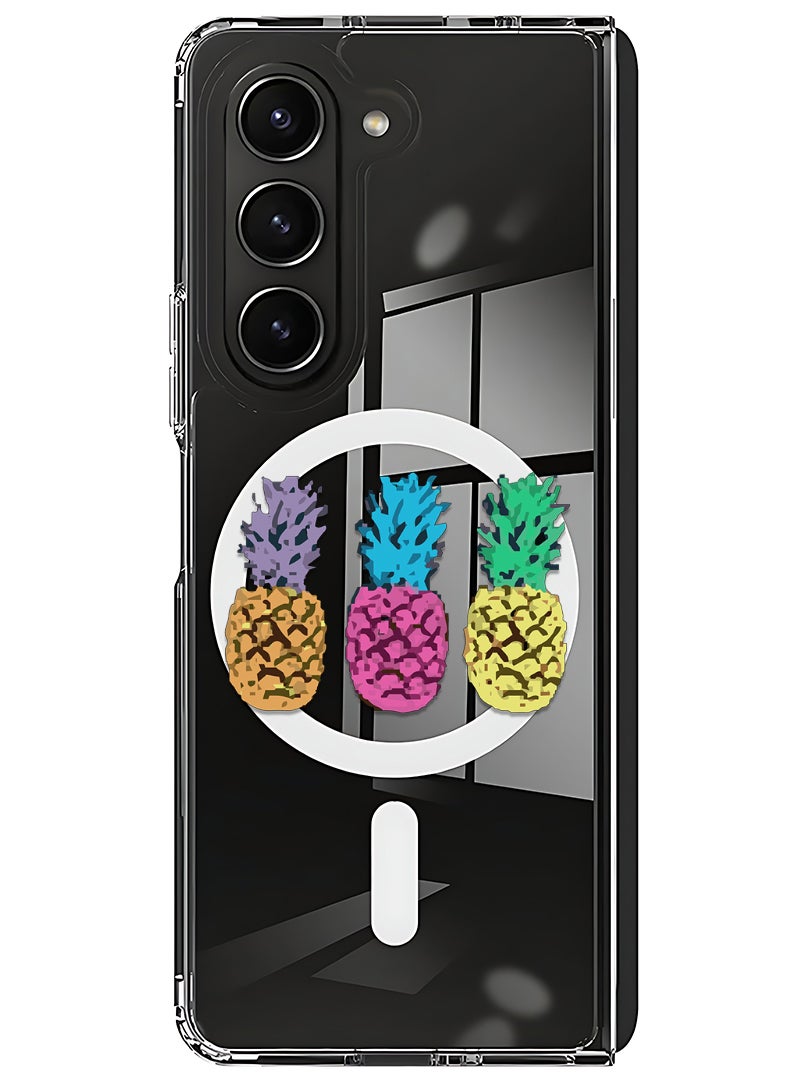 Theodor Magnetic Case for Samsung Galaxy Z Fold 5 Compatible with MagSafe Wireless Charging, Shockproof Phone Bumper Cover pineapple - Image 1