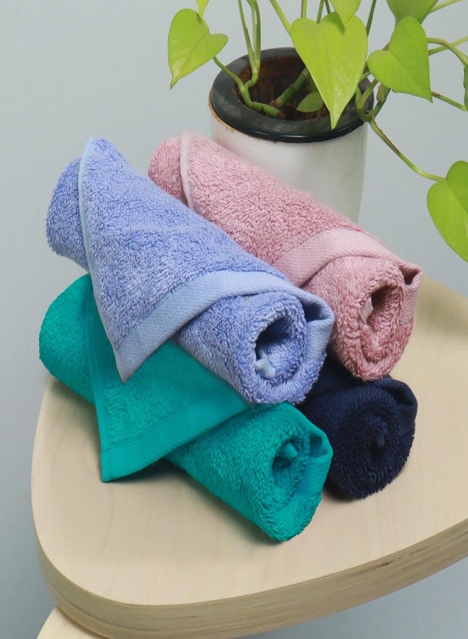 HEELIUM Bamboo Face Towel | Ultra Absorbent & Odour-Free | 3X Softer Than Cotton Towels | 30 x 30 cm - 600 GSM | Pack of 4 - Blue, Teal, Iris, Peach - Image 1