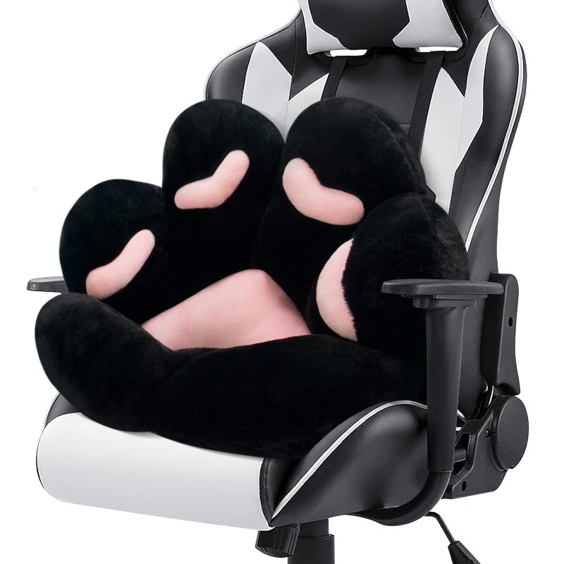 MOONBEEKI Cat Paw Cushion Chair Comfy Kawaii Plush Seat Cushions Shape Lazy Pillow for Gamer Chair 28x 24 Cozy Floor Cute Seat Kawaii for Girl Worker Gift Dining Room Bedroom Decorate Black