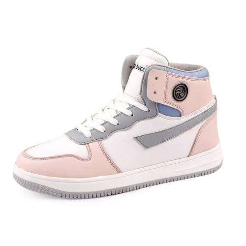 Bacca Bucci Femme High-Top Harmony Sneakers—Elegant Pastel Blue and Pink Women's Lace-Ups (Pink, 7) - Image 1