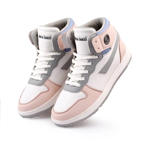 Bacca Bucci Femme High-Top Harmony Sneakers—Elegant Pastel Blue and Pink Women's Lace-Ups (Pink, 7) - Image 4