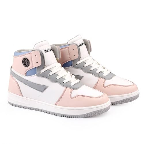 Bacca Bucci Femme High-Top Harmony Sneakers—Elegant Pastel Blue and Pink Women's Lace-Ups (Pink, 7) - Image 5