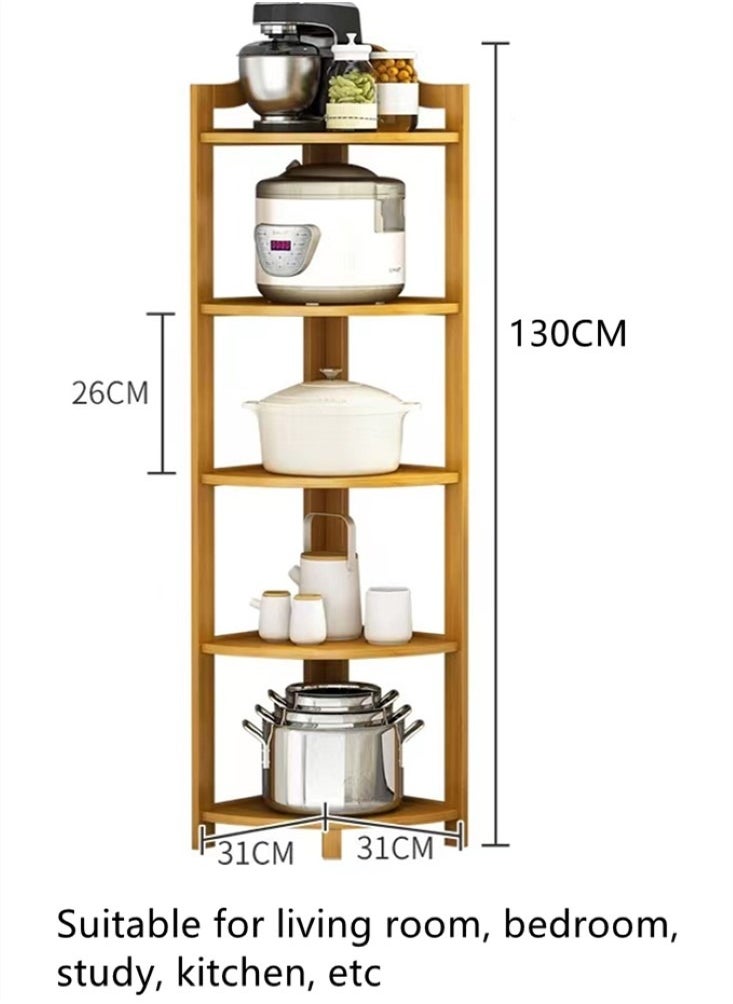 Kutis 1-Piece 5 Tier Storage Bookshelf Bookcase Living Room Bedroom Storage Cabinet Brown 31x130 Centimeter  - Image 5