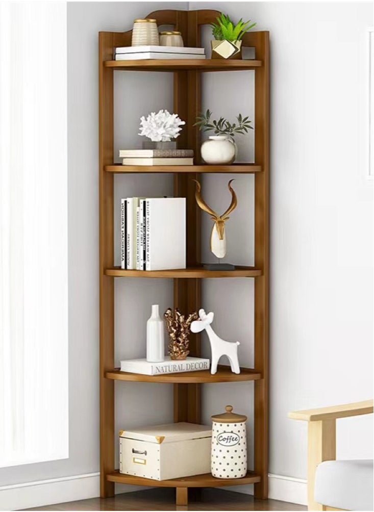 Kutis 1-Piece 5 Tier Storage Bookshelf Bookcase Living Room Bedroom Storage Cabinet Brown 31x130 Centimeter  - Image 1