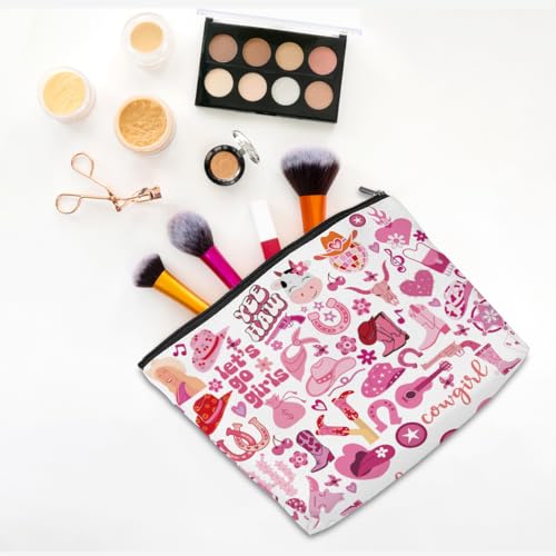 CQM Nashville Makeup Bag Western Gifts for Women Cowgirl Pink Gifts Country Girl Gifts Preppy Makeup Bag Country Music Gifts Lets Go Girls Western Cosmetic Bag Birthday Christmas Friend Gifts - Image 3