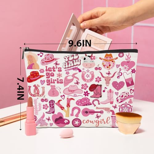 CQM Nashville Makeup Bag Western Gifts for Women Cowgirl Pink Gifts Country Girl Gifts Preppy Makeup Bag Country Music Gifts Lets Go Girls Western Cosmetic Bag Birthday Christmas Friend Gifts - Image 4