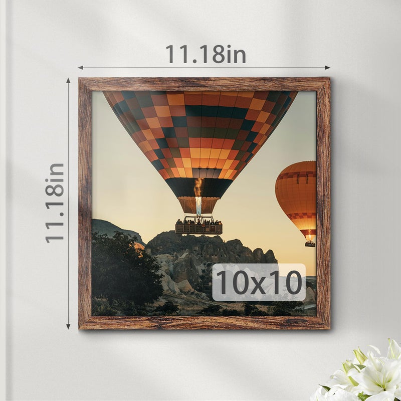 Fisnish 10x10 Picture Frame  Wall Hanging Square Gallery Photo Frame or Tabletop Display Frame  Brown - Image 3