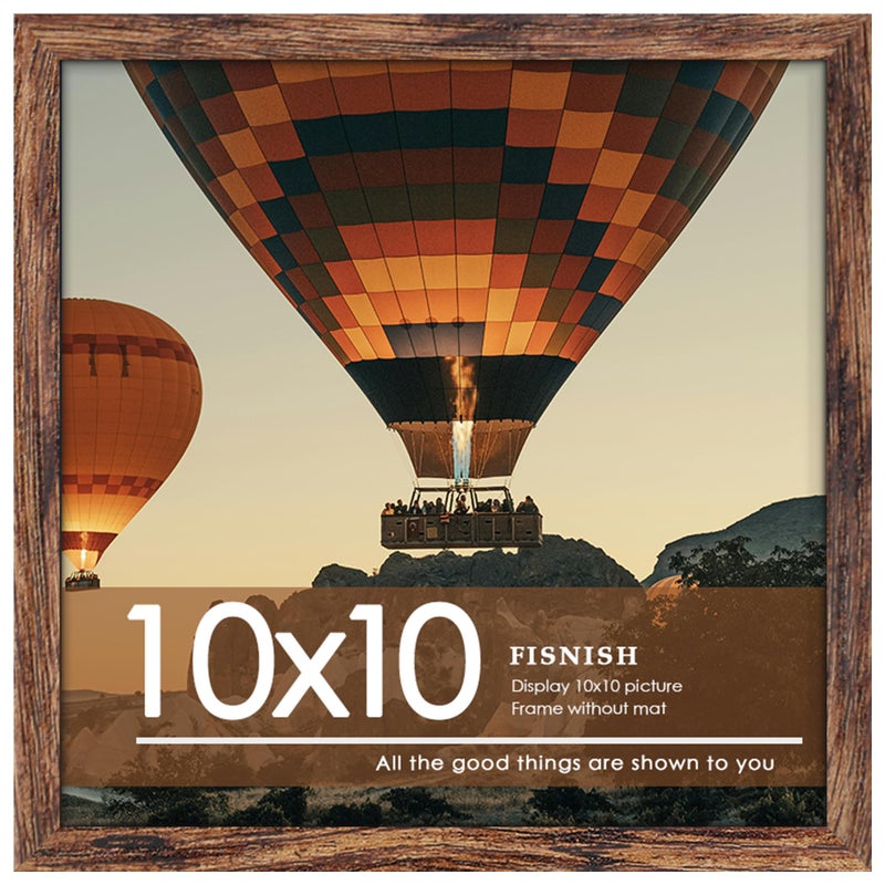 Fisnish 10x10 Picture Frame  Wall Hanging Square Gallery Photo Frame or Tabletop Display Frame  Brown - Image 1
