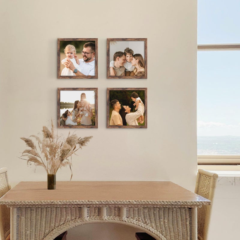 Fisnish 10x10 Picture Frame  Wall Hanging Square Gallery Photo Frame or Tabletop Display Frame  Brown - Image 2