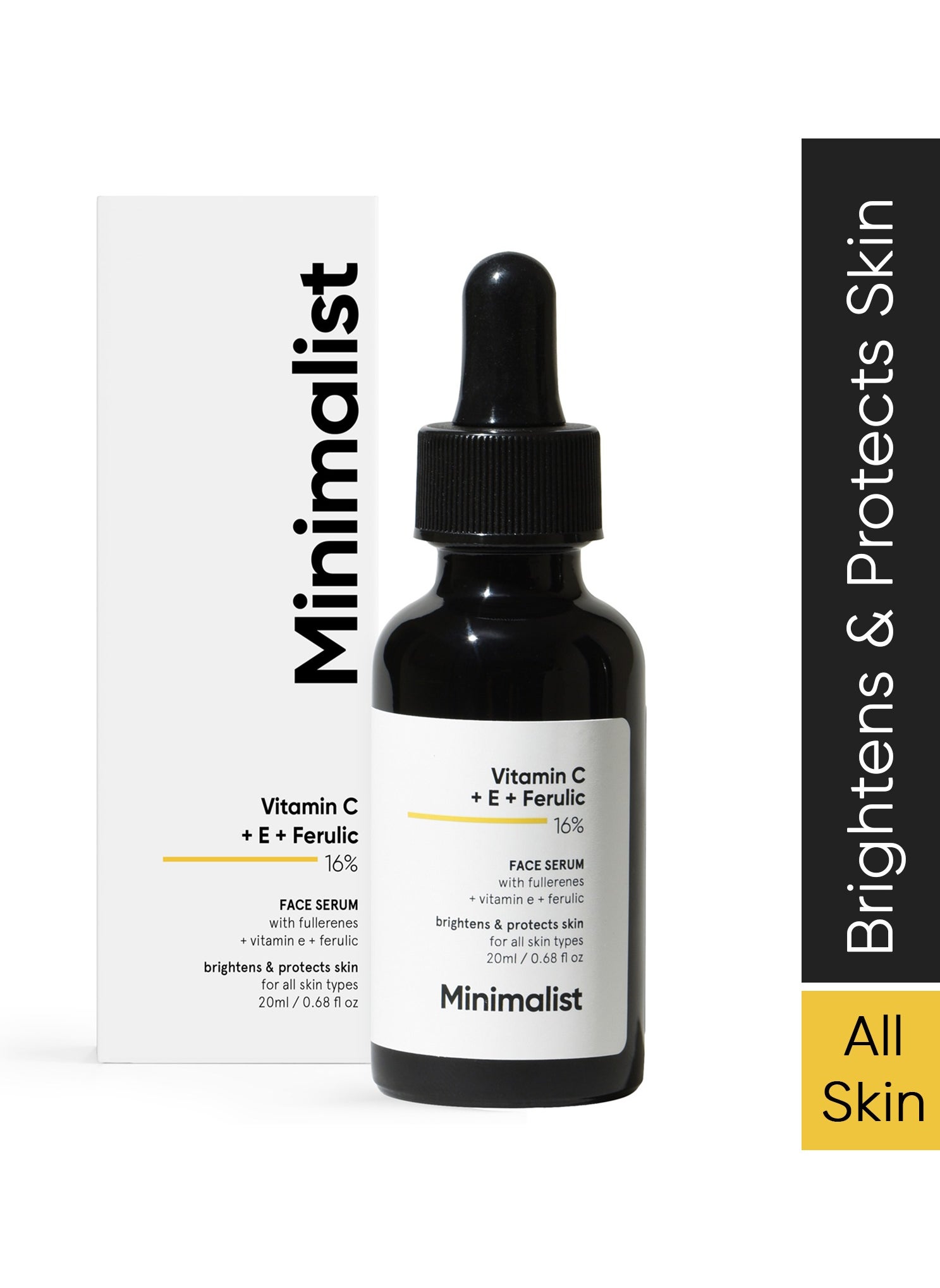 Minimalist 16% Vitamin C Face Serum (Advanced) With Vit E, & Ferulic Acid For Glowing Skin | Advanced Brightening & Protection 