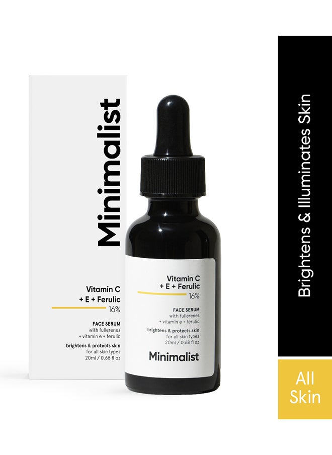 MINIMALIST 16% Vitamin C Face Serum (Advanced) With Vit E, And Ferulic Acid For Glowing Skin | Advanced Brightening And Protection 