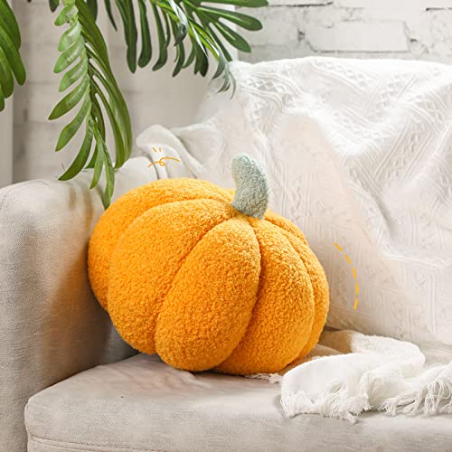 Kajaia 2 Pcs Simulated Pumpkin Plush Pillow 11 x 9.5 Inch 3D Cushion Fall Decorations Stuffed Throw Pillows Toy for Fall Halloween Thanksgiving Bedroom Sofa Couch Supplies (White,Yellow) - Image 5