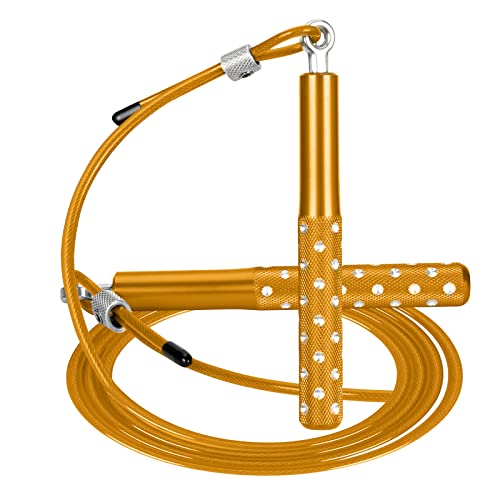 Wastou Jump Rope, Wastou Speed Jumping Rope for Training Fitness Exercise, Adjustable Adults Workout Skipping Rope for Men, Women, Kids, Girls (Yellow) - Image 1