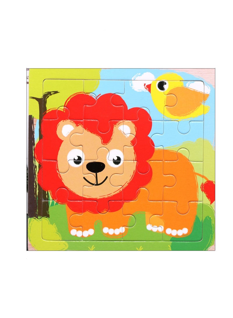 أحجيات الصور المقطوعة على شكل أسد كرتونية خشبية تعليمية للأطفال، حقيبة هدايا مناسبة - Image 1