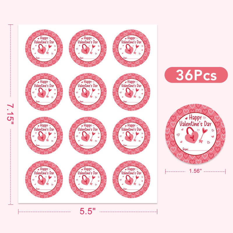 Flyab 36Pcs Happy Valentine'S Day Stickers - Valentine'S Day Stickers Gift Tags 1.5"" Valentine'S Day Labels Present Stickers For Envelope Seals Cards Scrapbooking Valentine'S Party Favor Decorations - Image 2
