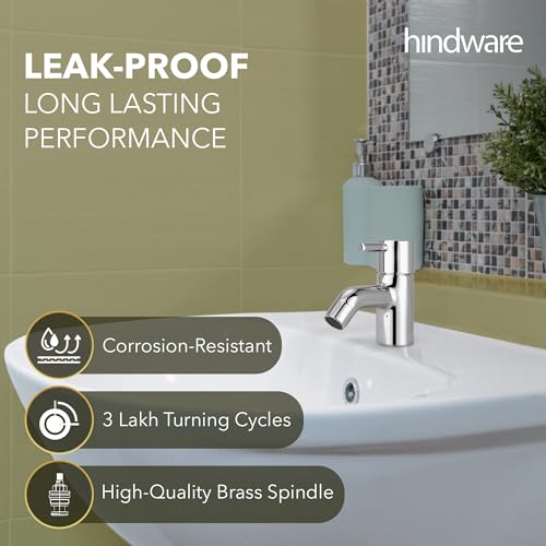 hindware هندوير F280001CP فلورا نوع العمود لصنبور المياه، صنبور حوض الغسيل، نحاسي مع تشطيب كروم | ضمان المصنع لمدة 12 سنة - Image 4
