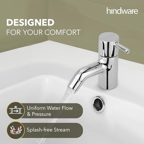 hindware هندوير F280001CP فلورا نوع العمود لصنبور المياه، صنبور حوض الغسيل، نحاسي مع تشطيب كروم | ضمان المصنع لمدة 12 سنة - Image 3