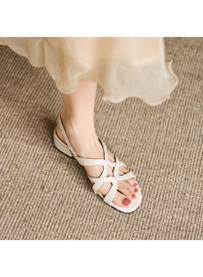 AME French Elegance Sandals 2025 New Cross-strap Slimming Low Heel Sandals, Exquisite Ladies Sandals - Image 5