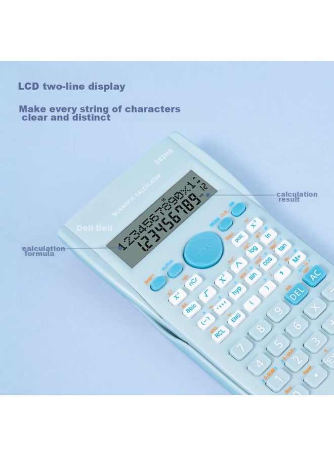Deli D82ms Scientific Calculator With 240 Functions, Exam Calculator (suitable For Middle And High School Students), Study Supplies, Light Blue - Image 2