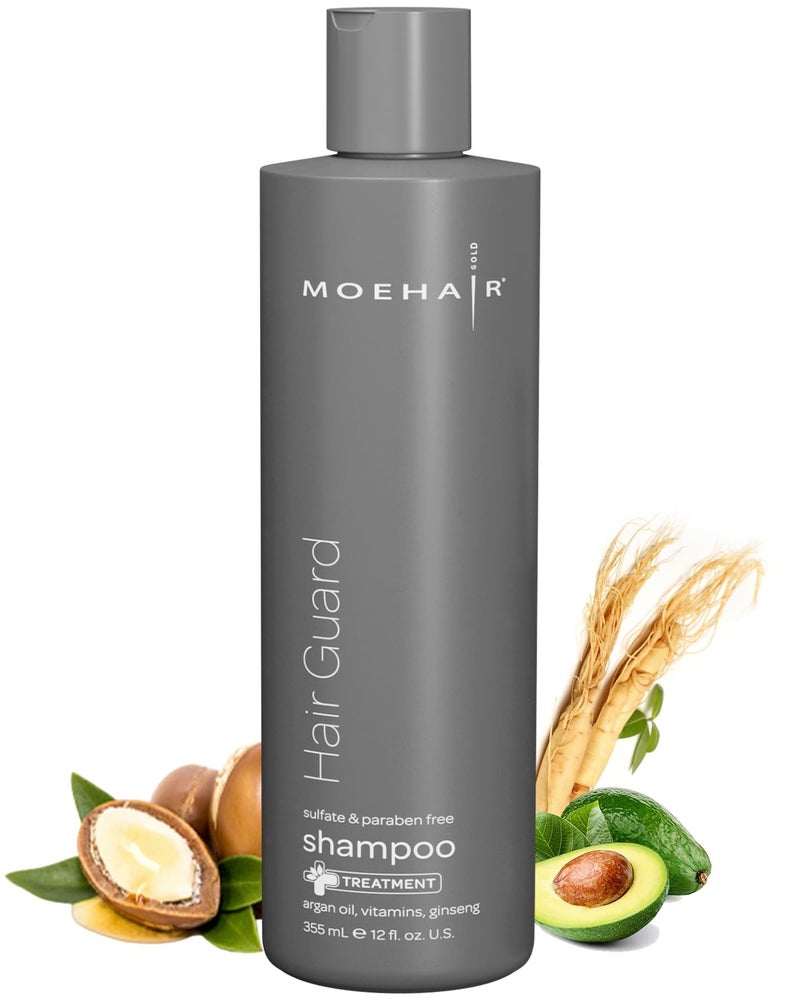 MOEHAIR Hair Guard Shampoo  Stimulates Hair Follicles  Hair Thickening and Volumizing Shampoo  Infused with Argan Oil Ginseng  Vitamins  Paraben  Sulfate Free 12 Fl Oz