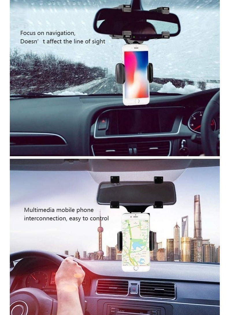 Yesido c193 Car Rearview Mirror Mobile Phone Stands Navigation Bracket Adjustable Telescopic Mobile Phone Holder snap-on Mobile Phone Holder Multi-Function Model Universal - Image 4