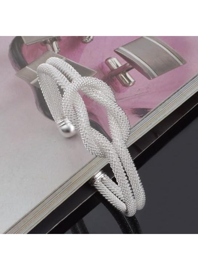 BAZARU 925 Sterling Silver Bangle Bracelet for Women – Elegant Minimalist Silver Bracelet with LED Light Jewelry Gift Box, Simple Everyday Wear Silver Bangle Jewelry - Image 3