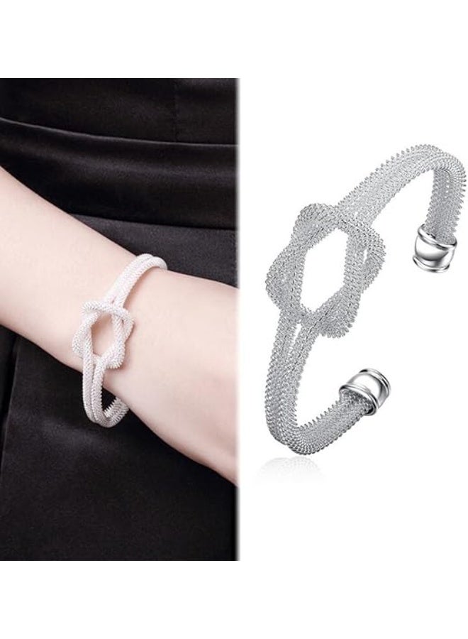 BAZARU 925 Sterling Silver Bangle Bracelet for Women – Elegant Minimalist Silver Bracelet with LED Light Jewelry Gift Box, Simple Everyday Wear Silver Bangle Jewelry - Image 2