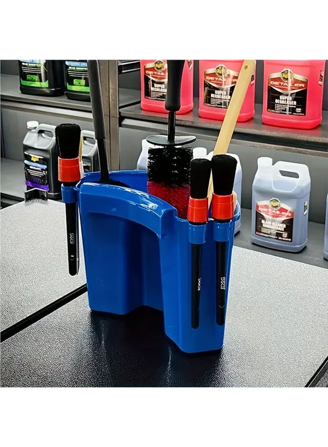 Blue Portable Car Detailing Kit Multi Compartment Storage Bucket For Cleaning Supplies - Image 1