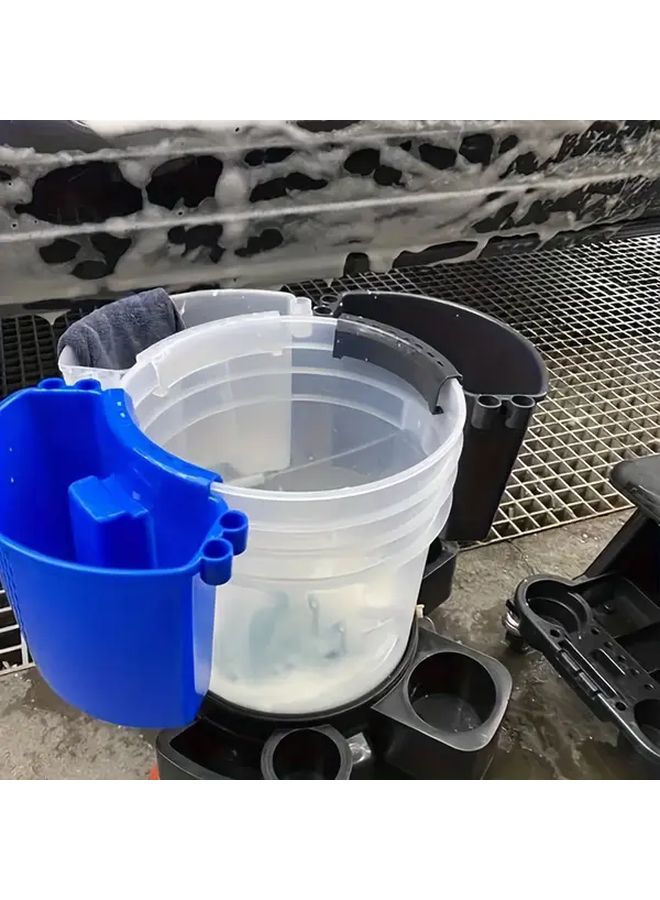 Blue Portable Car Detailing Kit Multi Compartment Storage Bucket For Cleaning Supplies - Image 4