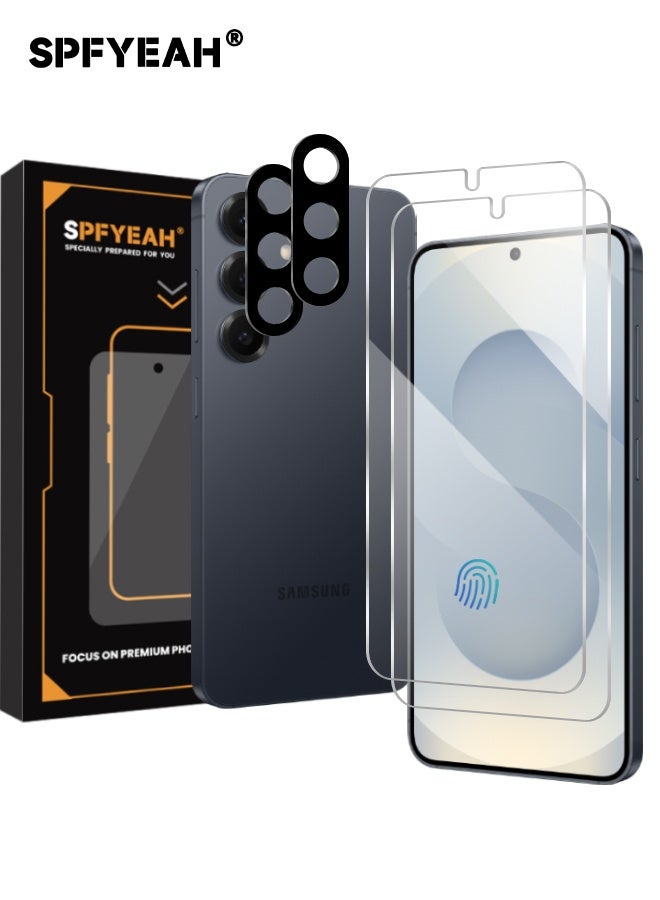 SPFYEAH [2+2 Pack] Samsung Galaxy S25 HD Screen Protector with Camera Lens Protector, [9H Hardness][Touch Sensitive][Fingerprint Unlock][Anti Scratch][Bubble Free][Case Friendly] Protector Set for Samsung Galaxy S25 6.2 inch (Boxed, 2+2 PCS)  - Image 1