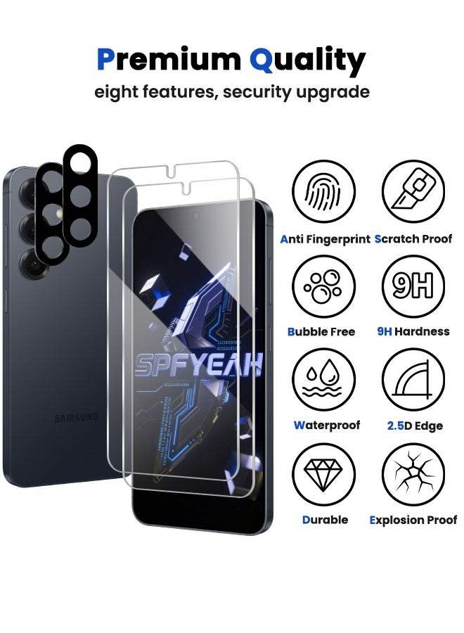 SPFYEAH [2+2 Pack] Samsung Galaxy S25 HD Screen Protector with Camera Lens Protector, [9H Hardness][Touch Sensitive][Fingerprint Unlock][Anti Scratch][Bubble Free][Case Friendly] Protector Set for Samsung Galaxy S25 6.2 inch (Boxed, 2+2 PCS)  - Image 4