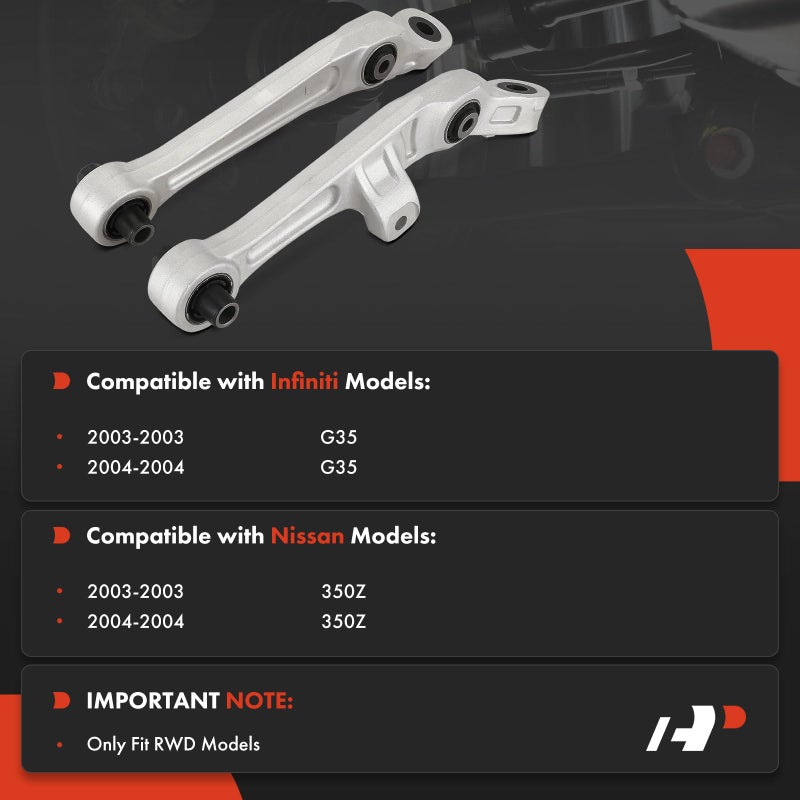 A-Premium 2 x ذراع التحكم الأمامي السفلي الأمامي، مع بوشينغ، متوافق مع إنفينيتي G35 2003-2004، نيسان 350Z 2003-2004، دفع خلفي - Image 2