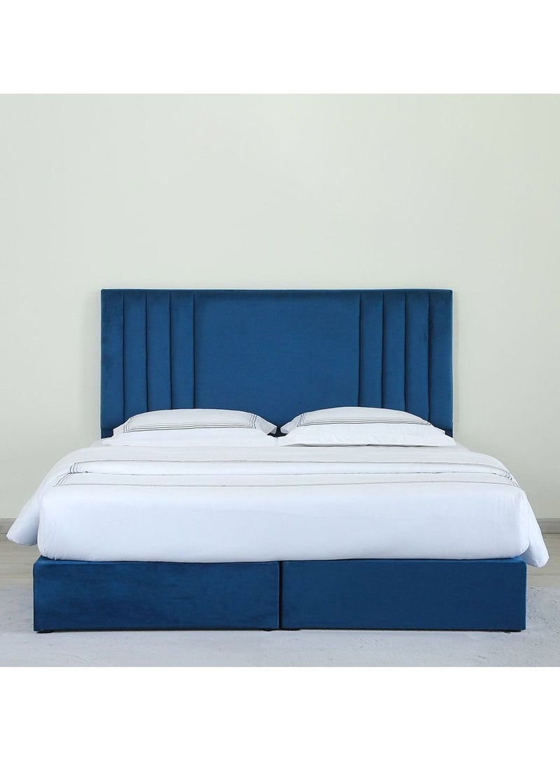 Karnak Superioi Upholstered Velvet Bed Frame Bedroom Furniture Strong And Sturdy Modern Design Wooden Bed | Quiet & Comfortable Bed (King - 180x200cm, Blue) - Image 2