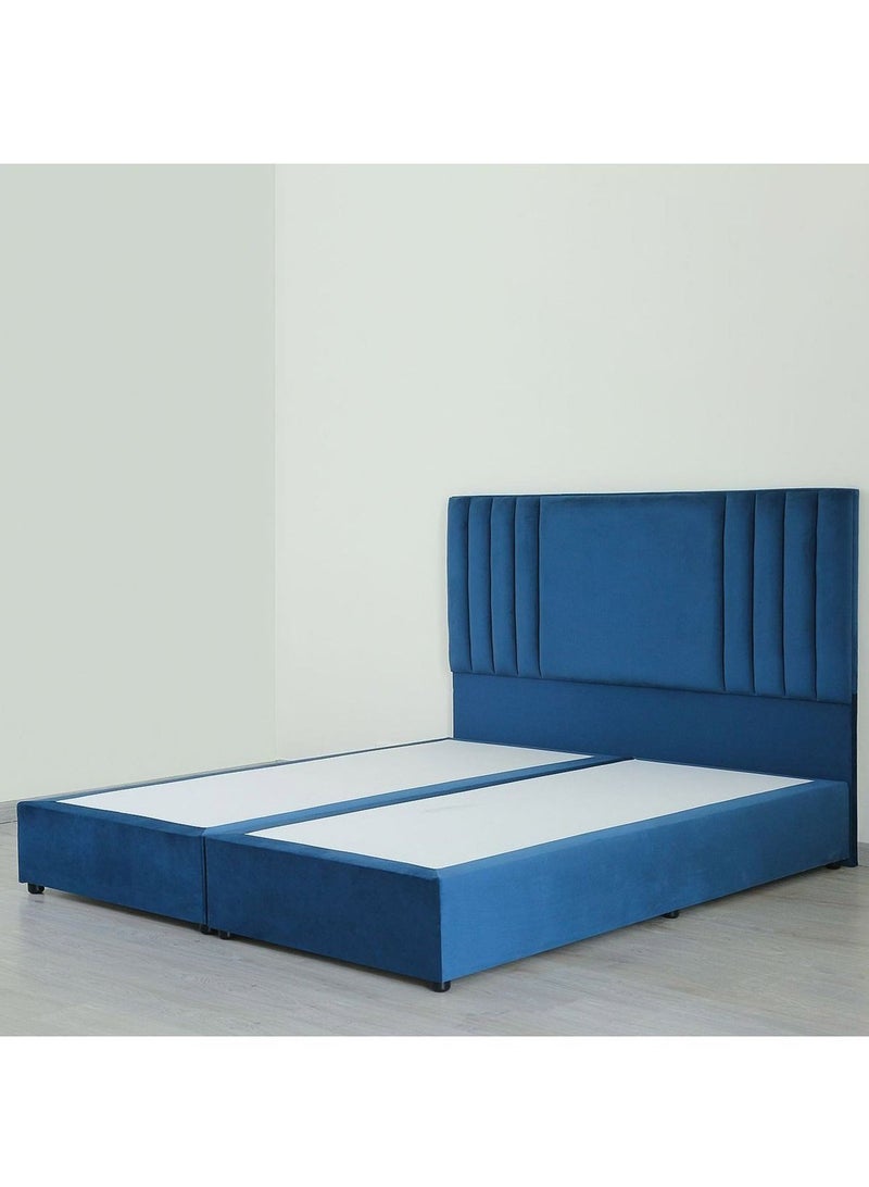 Karnak Superioi Upholstered Velvet Bed Frame Bedroom Furniture Strong And Sturdy Modern Design Wooden Bed | Quiet & Comfortable Bed (King - 180x200cm, Blue) - Image 3