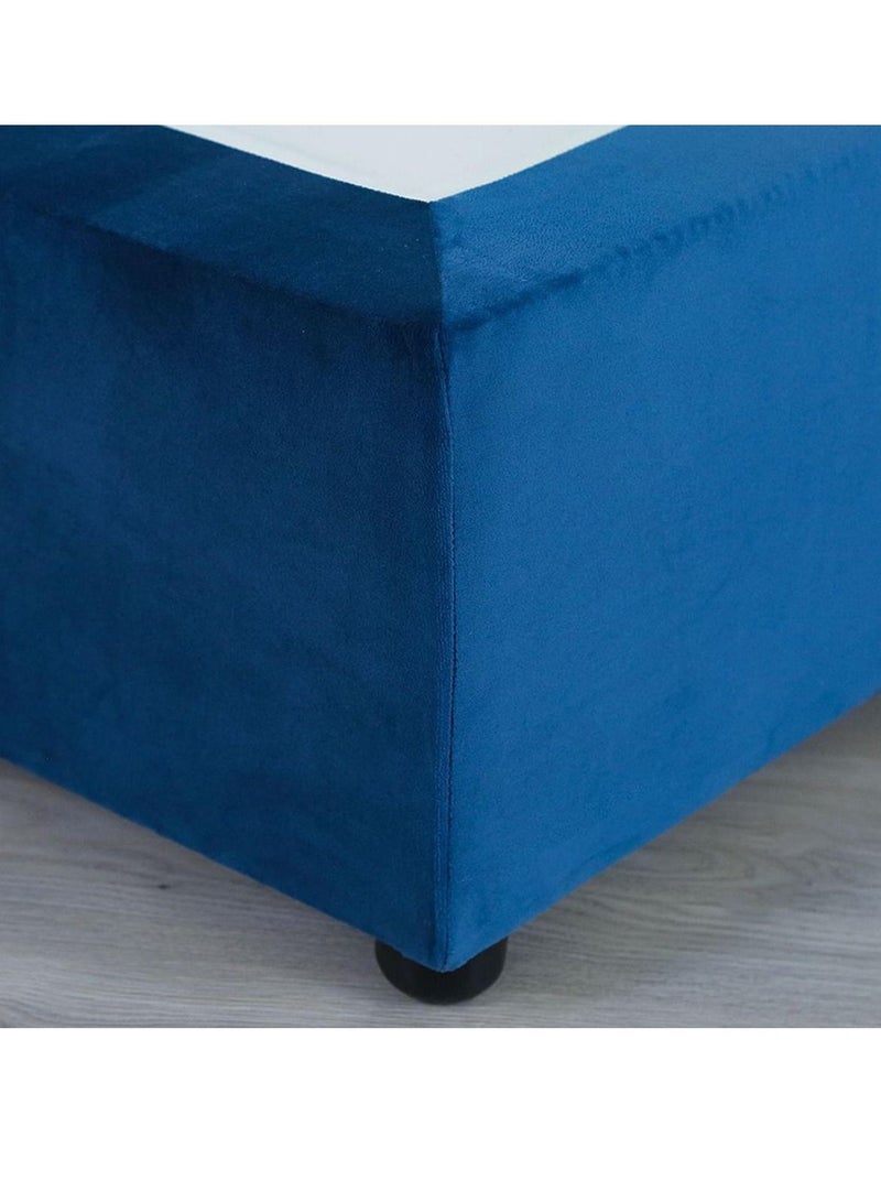 Karnak Superioi Upholstered Velvet Bed Frame Bedroom Furniture Strong And Sturdy Modern Design Wooden Bed | Quiet & Comfortable Bed (King - 180x200cm, Blue) - Image 5