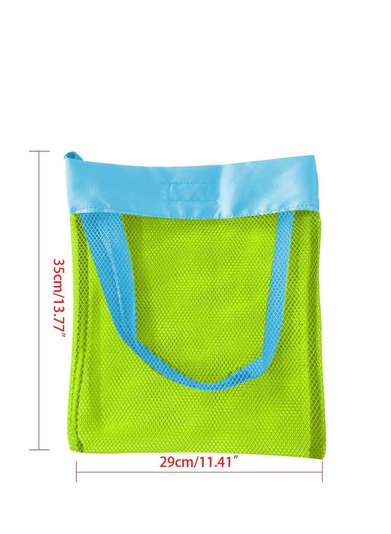 1pc Medium Kids Sand Digging Shell Bag Beach Toy Storage Mesh Tote Backpack ,Green Mesh Blue Straps