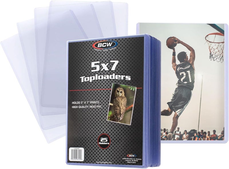 BCW 5x7 Topload Holder – 25 Count | Rigid 5x7 Toploader for Photos, Cards & Prints | Hard Plastic 5 x 7 Top Loader for Postcards, Pictures & Memorabilia Protection - Image 1
