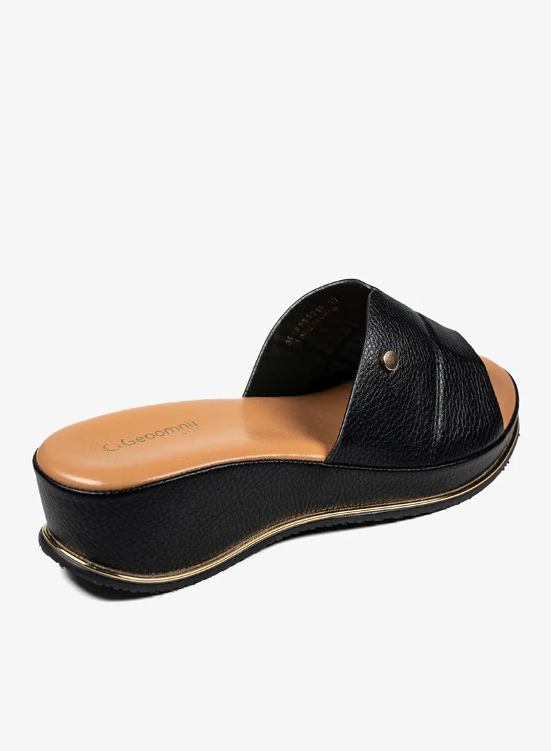 Geoomnii BLACK Geoomnii Comfort Slide Sandals for Women – Cushioned Slip-On Casual Sandals for Daily Wear, Home, Travel & Walking for Women | Best Price UAE
