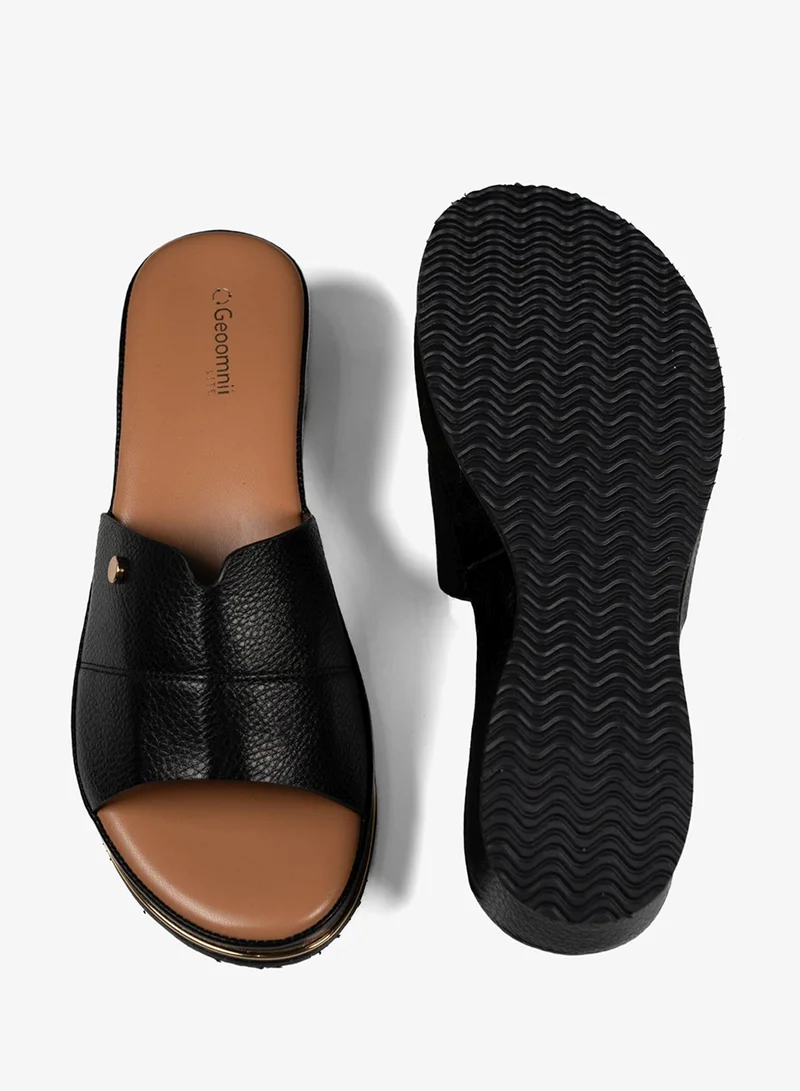 Geoomnii BLACK Geoomnii Comfort Slide Sandals for Women – Cushioned Slip-On Casual Sandals for Daily Wear, Home, Travel & Walking for Women | Best Price UAE