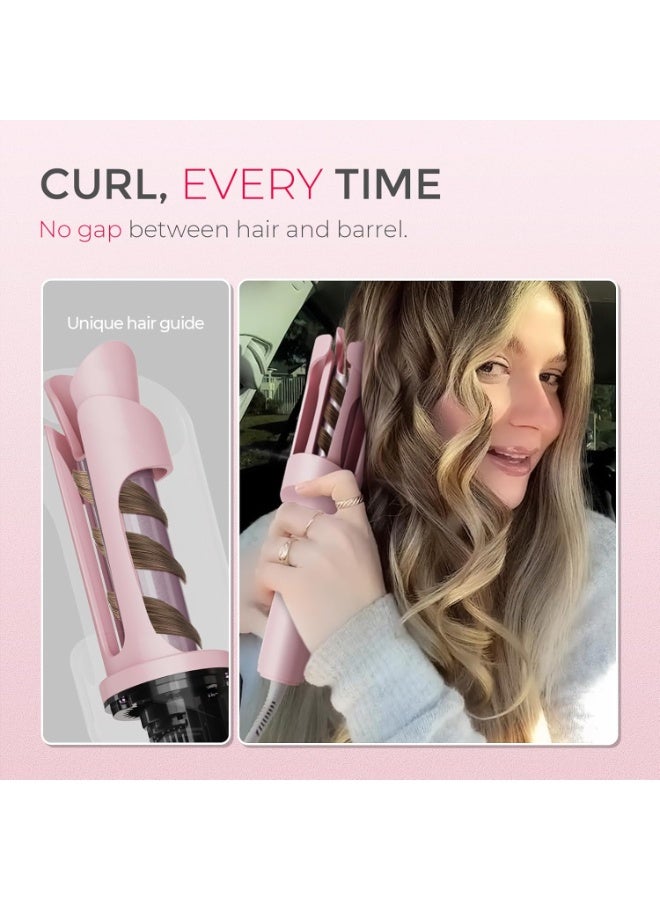 TYMO Automatic Rotating Curling Iron - CURLPRO Beach Waves 1 Inch Hair Curler, 500 Million Ionic, Dual Voltage, Lightweight & Travel Friendly, Ceramic Coating, Pink, 25mm - Image 5
