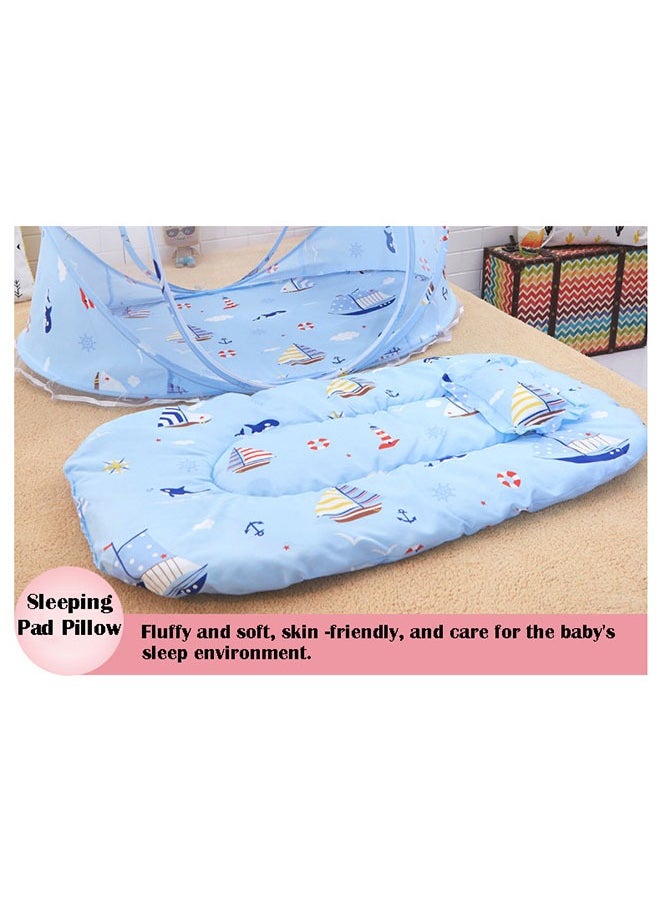 ZCM-HAPPY - Foldable Baby Mosquito Net Free Installation Comfortable Cool Mosquito Cover with Pillow Cushion (0-3 Years), Breathable and Portable - Image 1