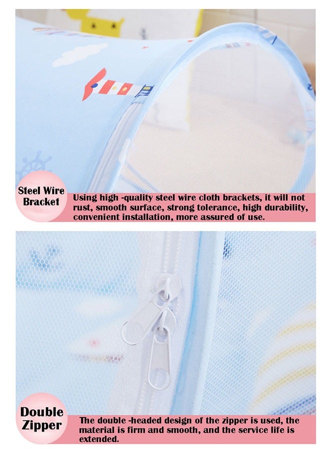 ZCM-HAPPY - Foldable Baby Mosquito Net Free Installation Comfortable Cool Mosquito Cover with Pillow Cushion (0-3 Years), Breathable and Portable - Image 1