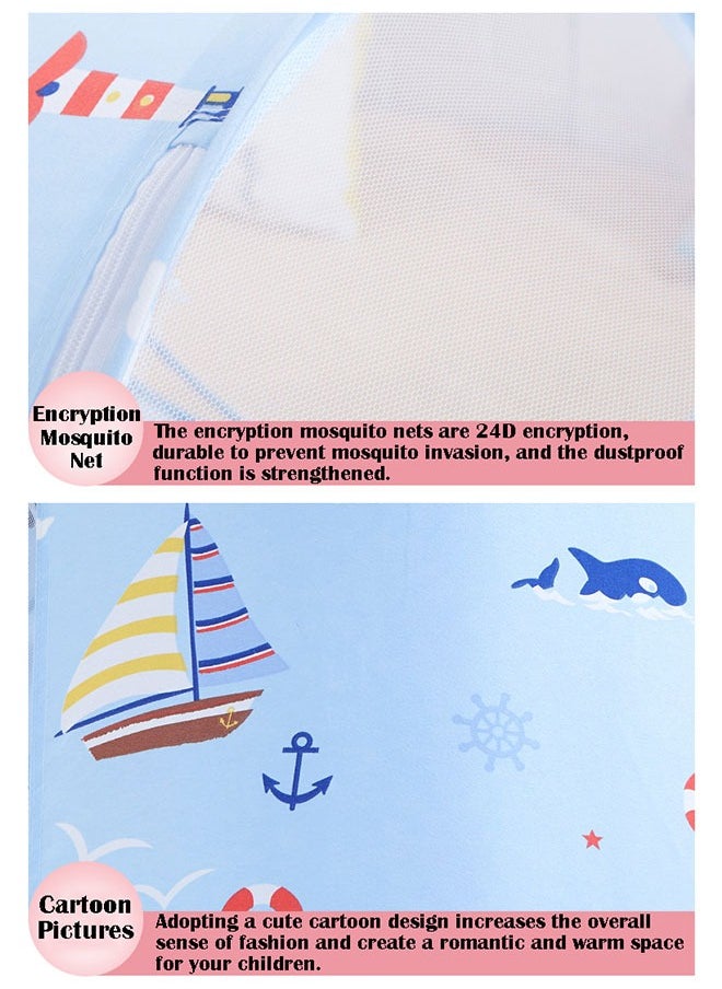 ZCM-HAPPY - Foldable Baby Mosquito Net Free Installation Comfortable Cool Mosquito Cover with Pillow Cushion (0-3 Years), Breathable and Portable - Image 1
